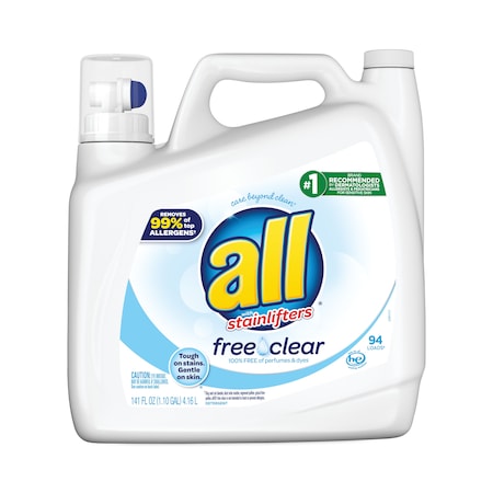 All Laundry Detergent, 141 oz Bottle, Liquid, Unscented, 4 PK 46159